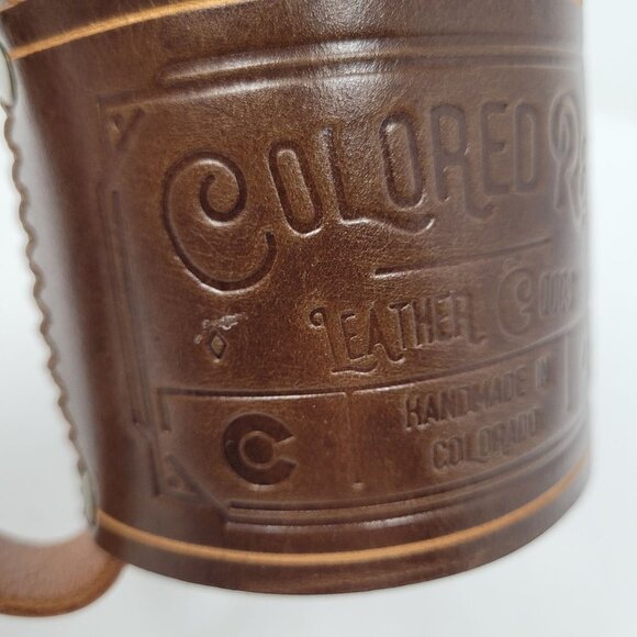 Colored Red Leather Goods Handmade in Colorado leather cup sleeve with handle - Picture 4 of 9
